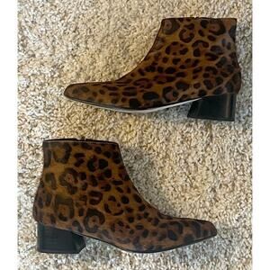 Huma Blanco Leopard Print Calf Hair Ankle Booties Size 37